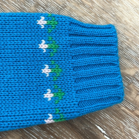 Vintage Kids Crewneck Sweater Counting Sheep Easter Teal Blue Size 24 Months - Picture 3 of 10